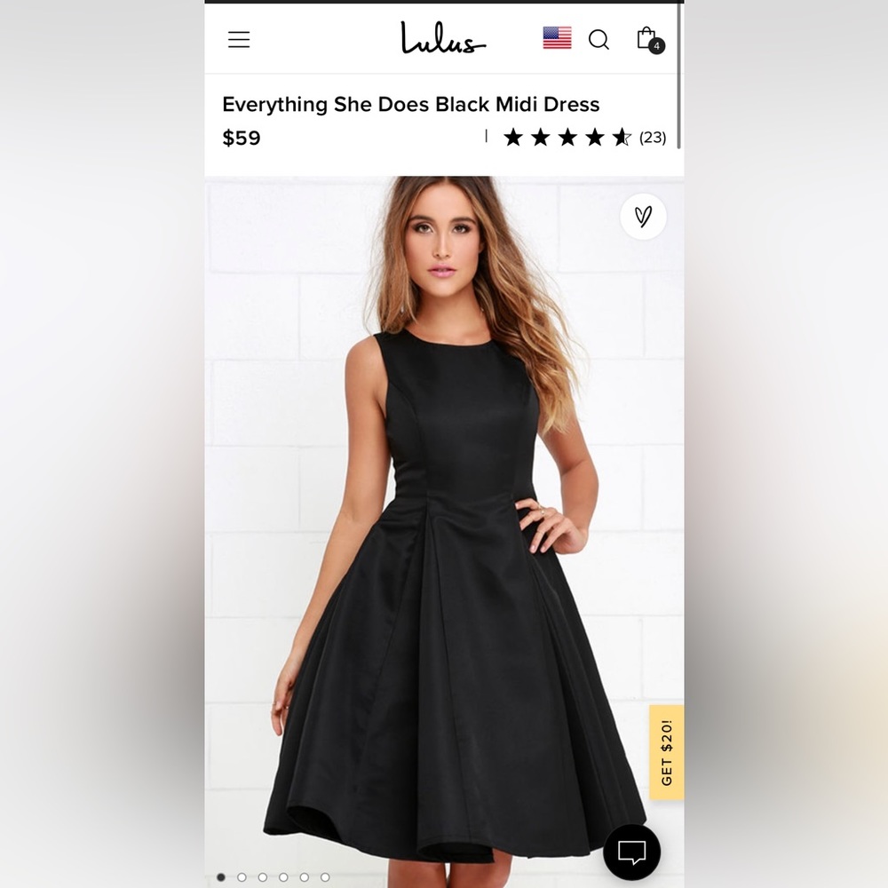 Lulus Everything She Does Black Midi Dress- brand new!